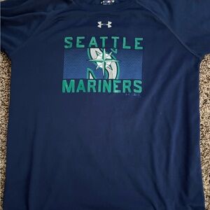 Mariners Under Armour Navy Blue Athletic T-Shirt Youth L